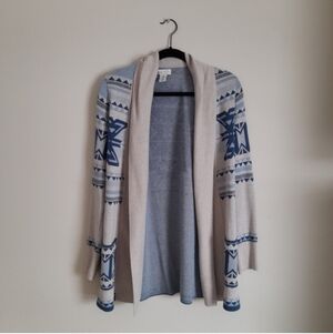 Blue and Cream Patterned Women's Sweater